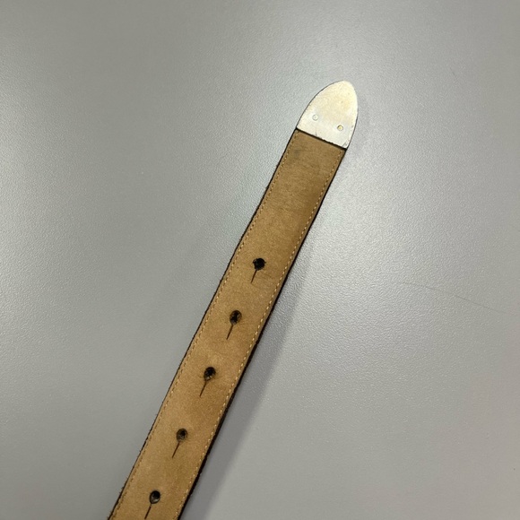 Brighton Vintage Silver Crown Buckle Mock Croc Brown Leather Waist Belt M/L - Picture 12 of 15